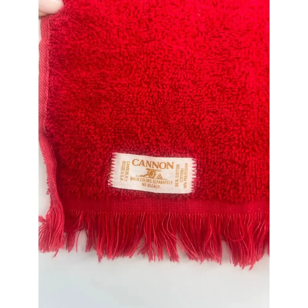 Vintage Cannon Christmas Hand Towels Red Candy Cane Holiday Tree Retro Bathroom